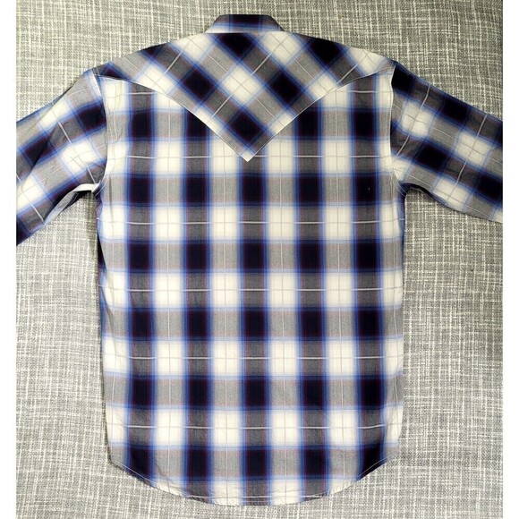Stetson Western Shirt Ombre Plaid Blue Red Black Model 11-001-0478-1032 Men's S - Picture 5 of 14